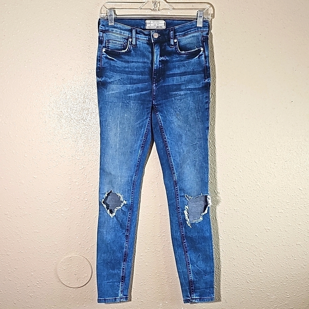 Free People Bisted Knee Skinny Jeans.